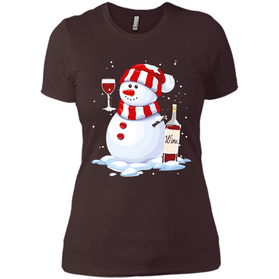 Cute Snowman drink Red Wine Christmas - Ladies' Boyfriend T-Shirt