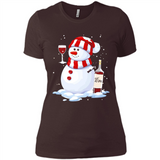 Cute Snowman drink Red Wine Christmas - Ladies' Boyfriend T-Shirt