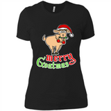 Christmas Merry Goatmas Goat Shirt Santa Hat - Ladies' Boyfriend T-Shirt