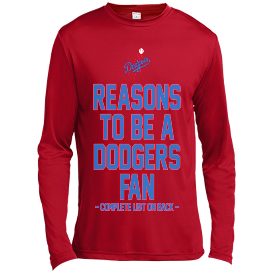 Reasons to be a Los Angeles Dodgers Fan Complete List on Back - Canvas Long Sleeve T-Shirt
