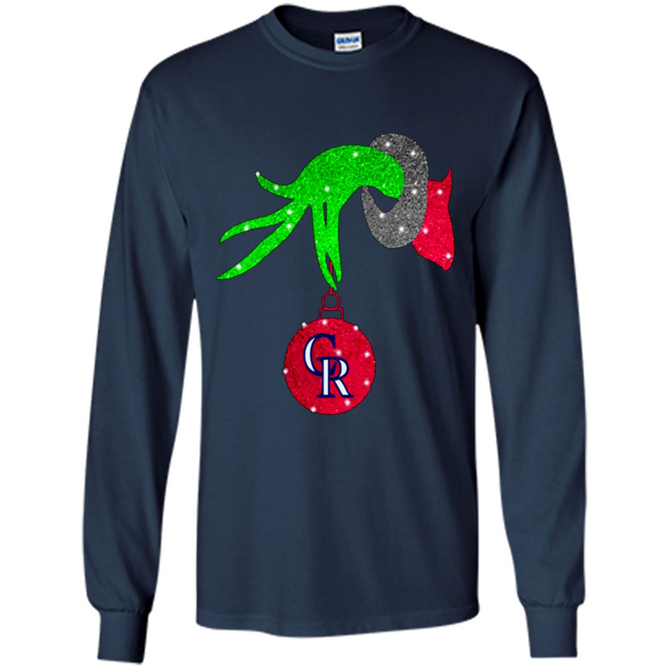 GRINCH HAND HOLDING COLORADO ROCKIES GLITTER CHRISTMAS PINGPONG