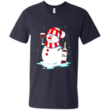 Cute Snowman drink Red Wine Christmas T-Shirt - Men's V-Neck