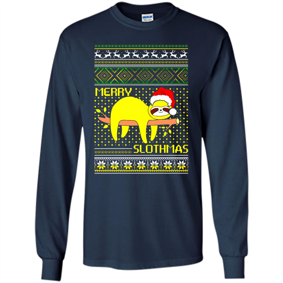 Merry Slothmas Sloth Christmas Sweater PINGPONG - Long Sleeve T-Shirt