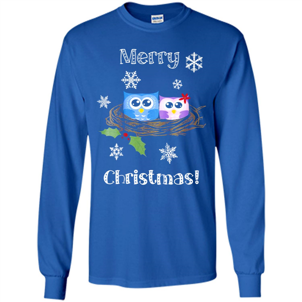 Cute Christmas Shirt Merry Christmas Snowflakes Owls Nest