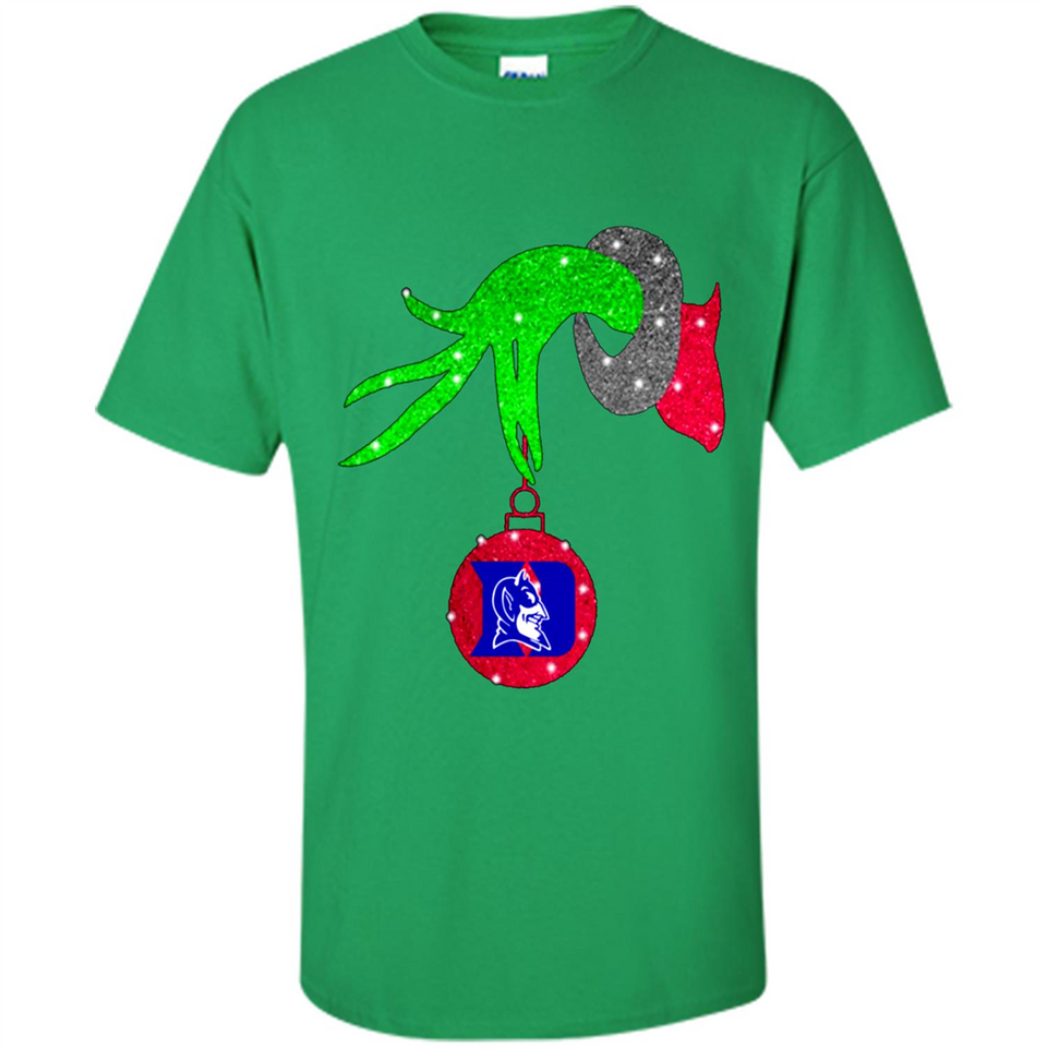 GRINCH HAND HOLDING DUKE BLUE DEVILS GLITTER CHRISTMAS PINGPONG