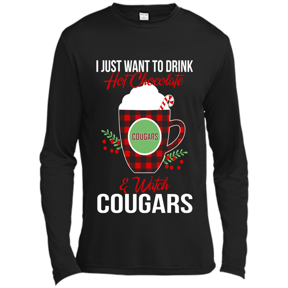 I Just Want To Drink Hot Chocolate & Watch Washington State Cougars Ugly Christmas Sweater PINGPONG
