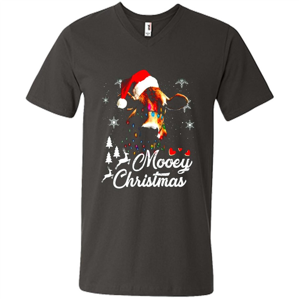 Mooey Christmas Cow Santa Christmas Lover Lights Sweatshirt - Men's V-Neck