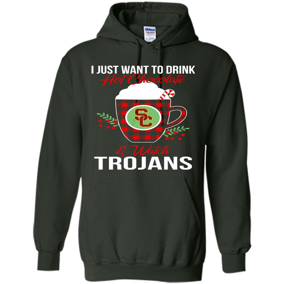 I Just Want To Drink Hot Chocolate & Watch USC Trojans Ugly Christmas Sweater PINGPONG