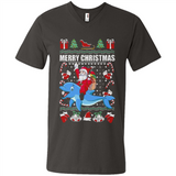 Ugly Christmas Santa Riding Dolphin - Men's V-Neck