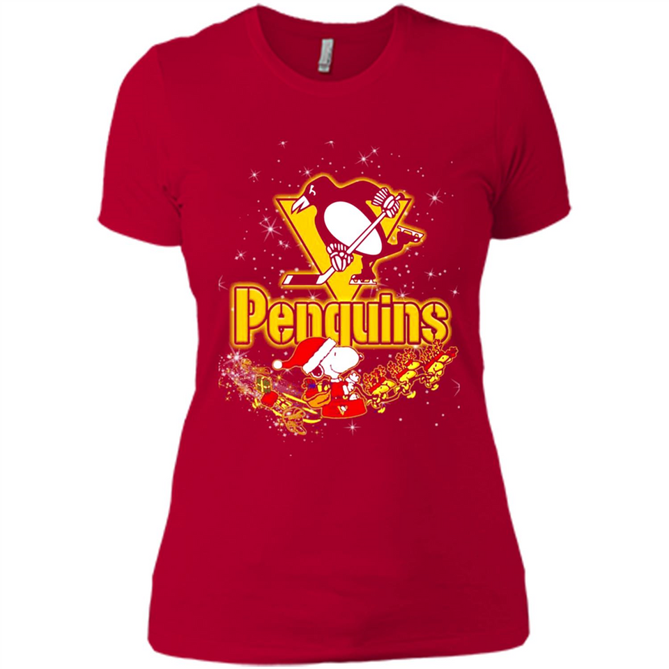 Snoopy Christmas Pittsburgh Penguins - Ladies' Boyfriend T-Shirt
