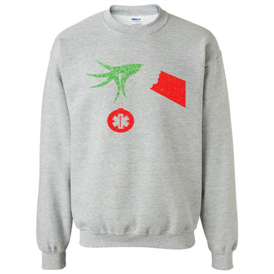 Funny Grinch Hand holding Doctor ornament Christmas Sporty T-Shirt - Sweatshirt