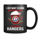 I Just Want To Drink Hot Chocolate & Watch Texas Rangers Ugly Christmas Sweater PINGPONG