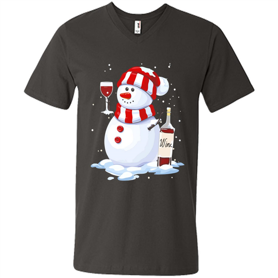 Cute Snowman drink Red Wine Christmas - Men's V-Neck