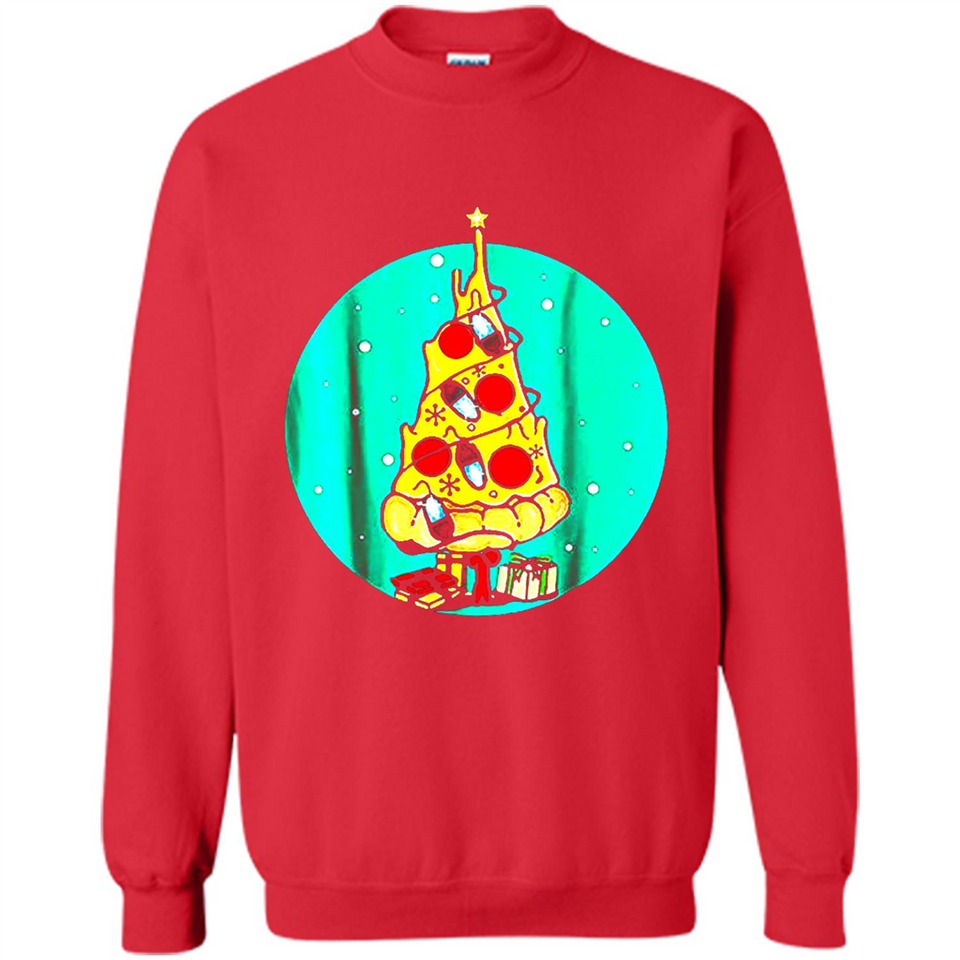 Funny Pizza Ugly Christmas Sweater Xmas Pizza Tree - Sweatshirt