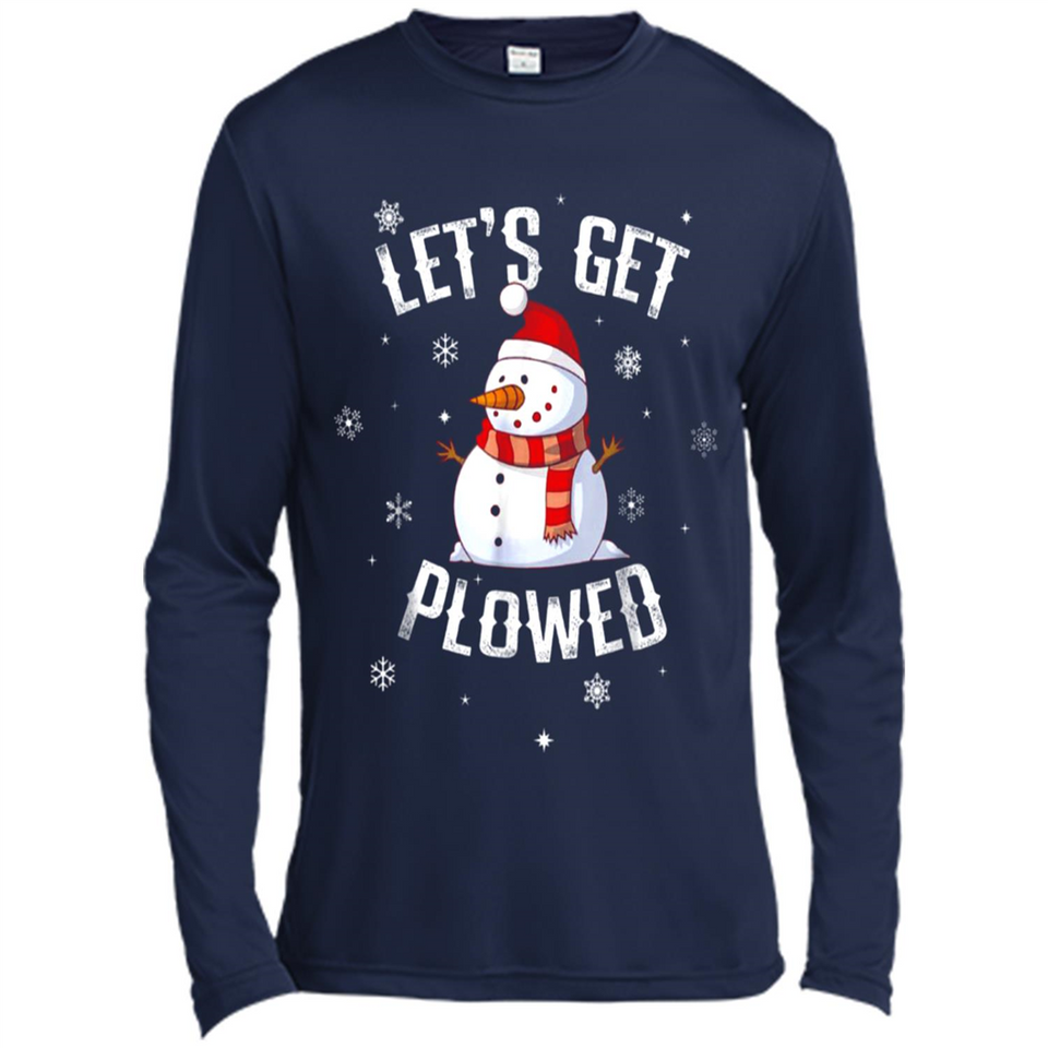 Let's Get Plowed Funny Christmas Snowman - Canvas Long Sleeve T-Shirt