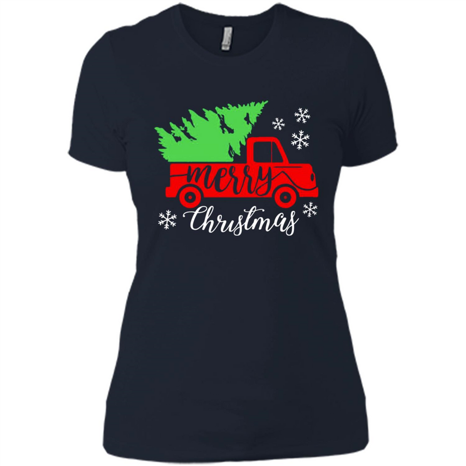 Vintage Christmas Classic Truck T-Shirt with Snow and Tree
