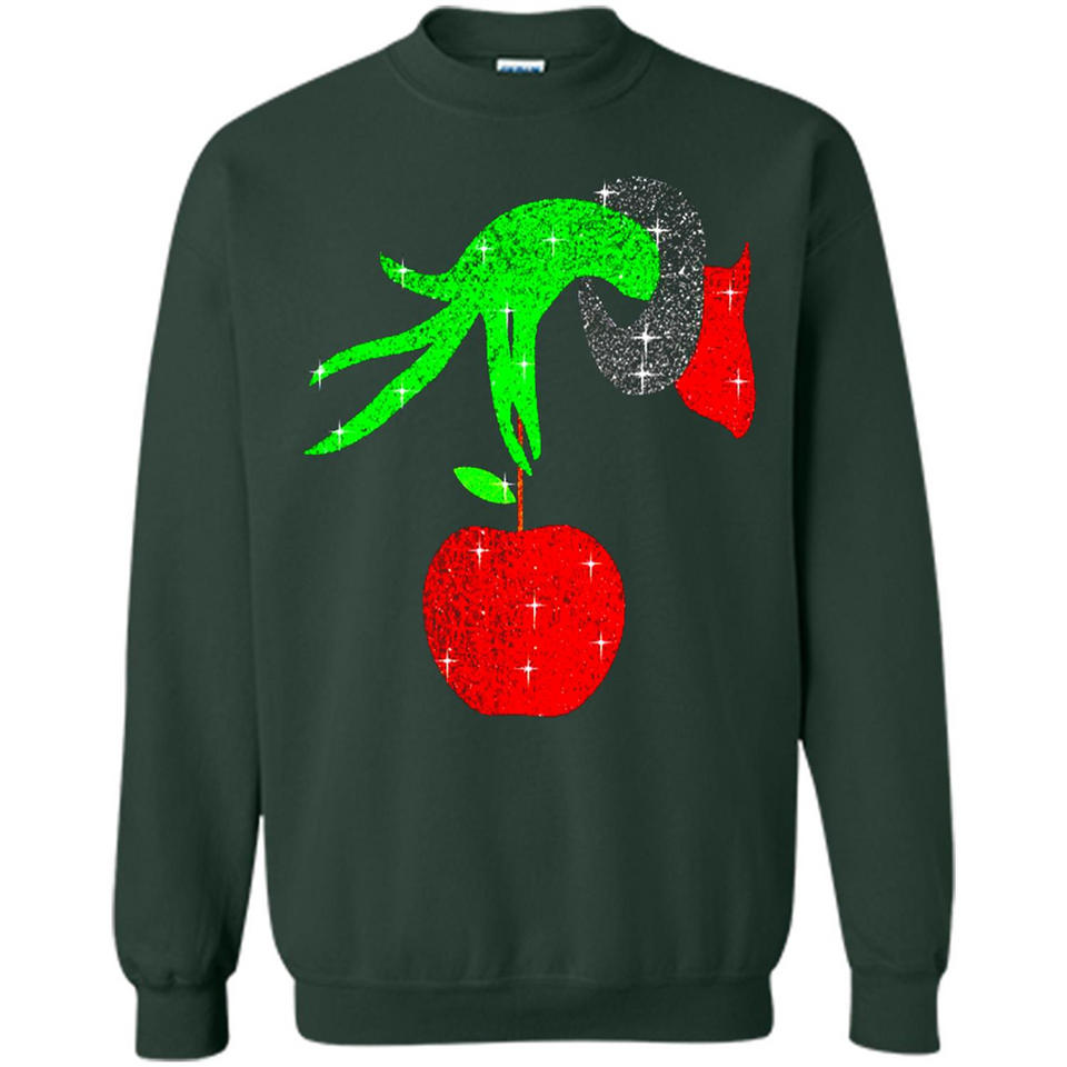 Christmas The Grinch Hand Holding Apple Ornament sweater - Sweatshirt