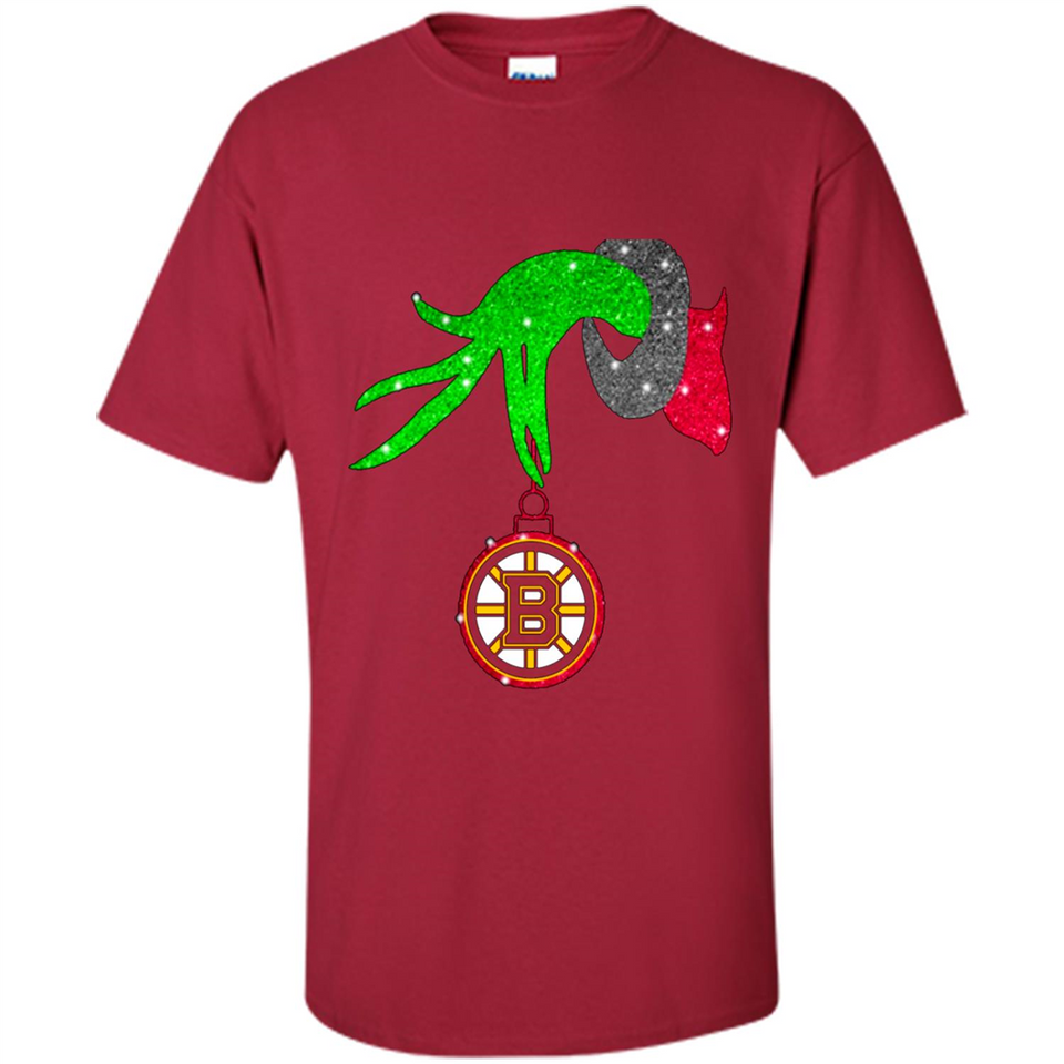 GRINCH HAND HOLDING BOSTON BRUINS GLITTER CHRISTMAS PINGPONG