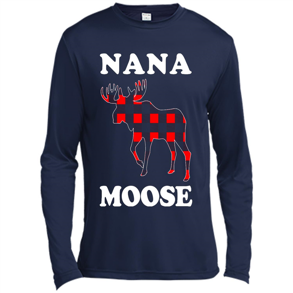 Nana Moose Funny Christmas Plaid Buffalo T-Shirt - Canvas Long Sleeve T-Shirt