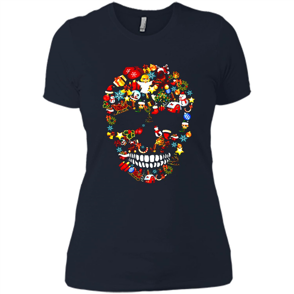 Skull Christmas Decorations Merry Xmas T-Shirt - Ladies' Boyfriend T-Shirt
