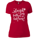 Sleigh Bells Ring Are You Listening Christmas Carol - Ladies' Boyfriend T-Shirt