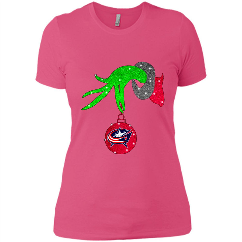 GRINCH HAND HOLDING COLUMBUS BLUE JACKETS GLITTER CHRISTMAS PINGPONG