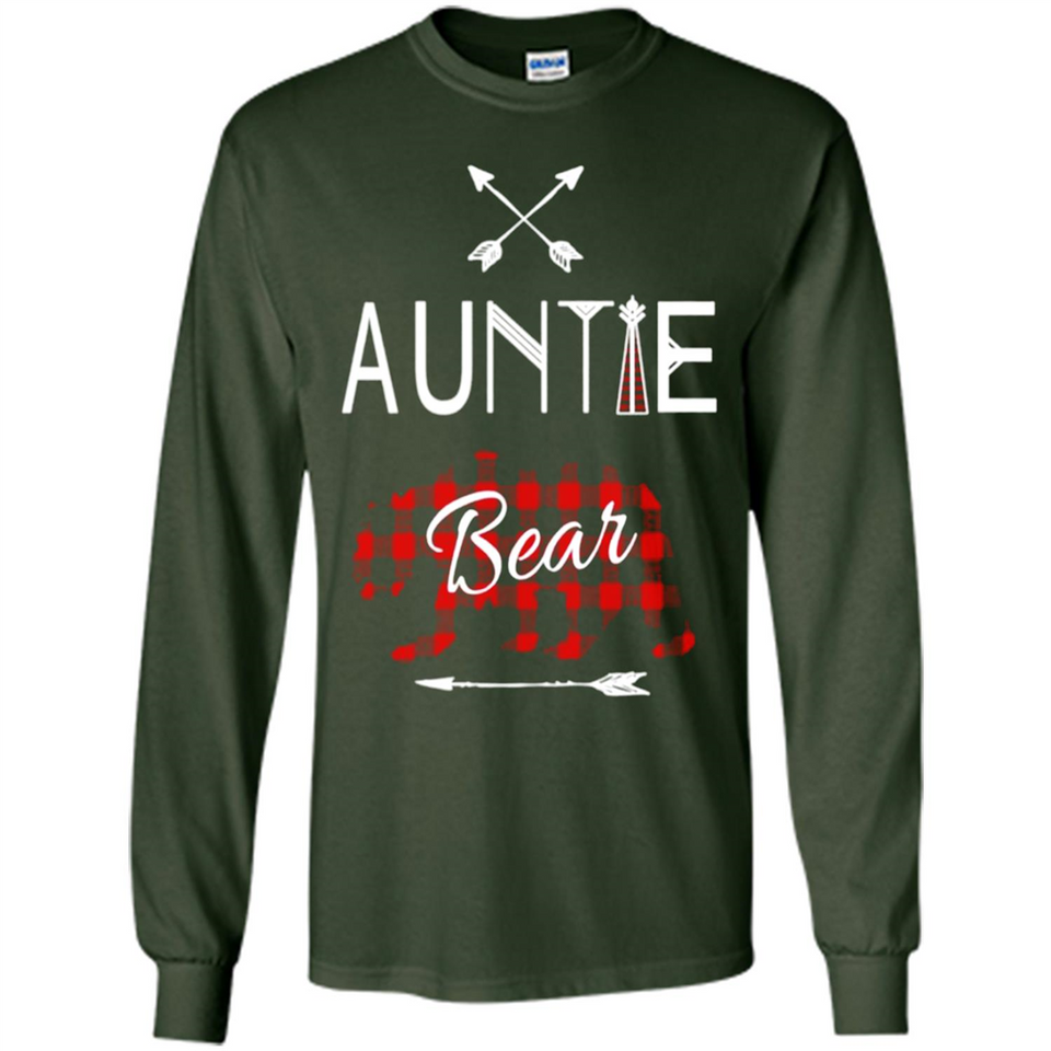 Aunt Shirt Buffalo Plaid Family Camp Bear Tee - Long Sleeve T-Shirt
