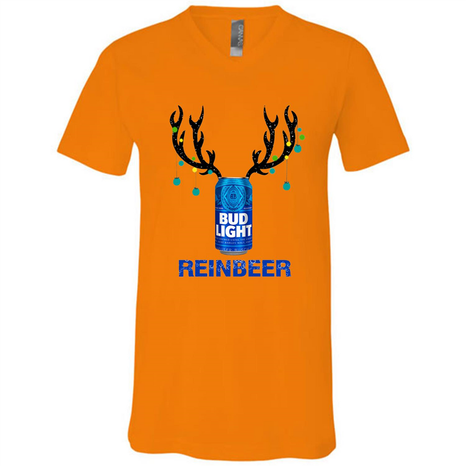 Bud Light Reinbeer Funny Beer Reindeer Christmas Sweatshirt - Canvas Unisex V-Neck