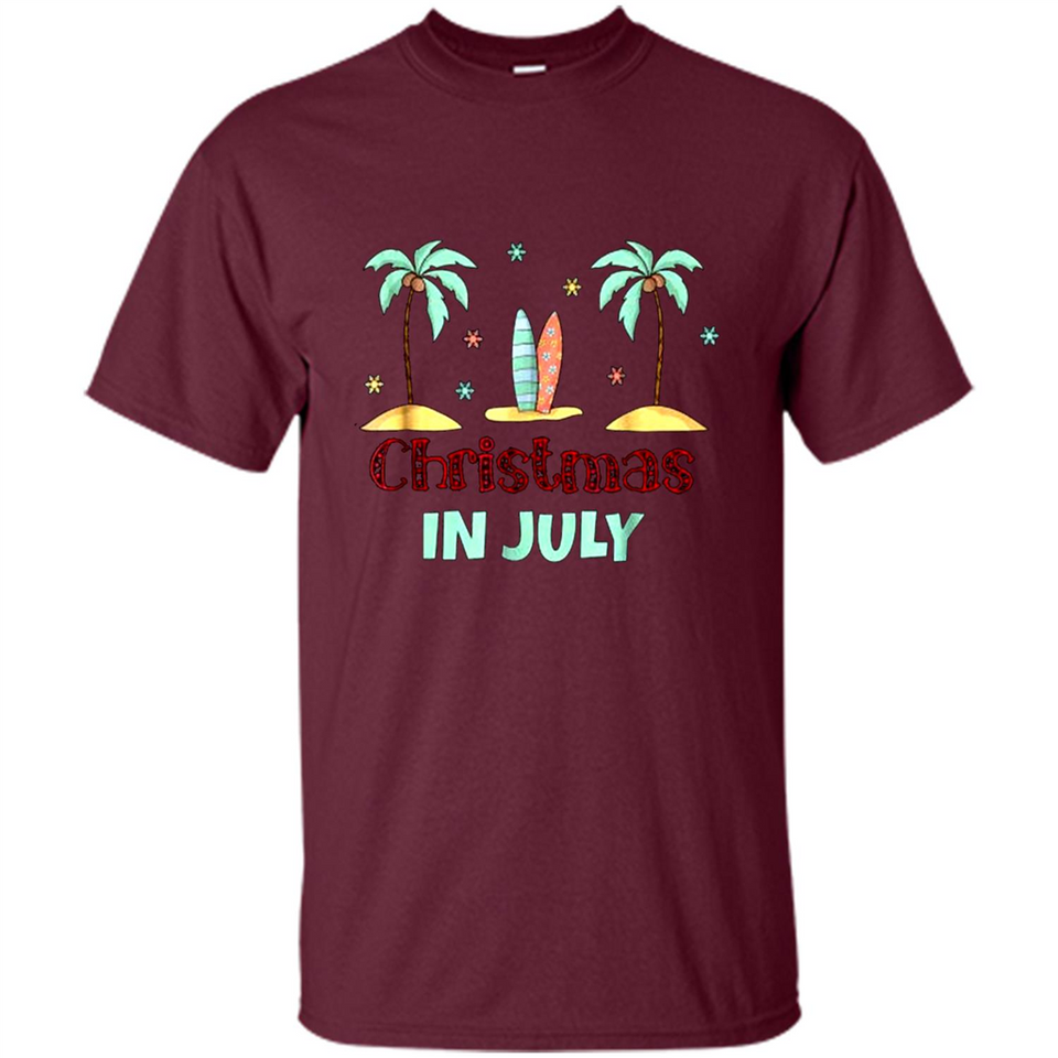 Christmas In July Shirt Surfing Palm Trees Surfboard - Shirt