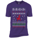 Dinosaur and Santa Ugly Christmas Sweater - Premium Short Sleeve T-Shirt