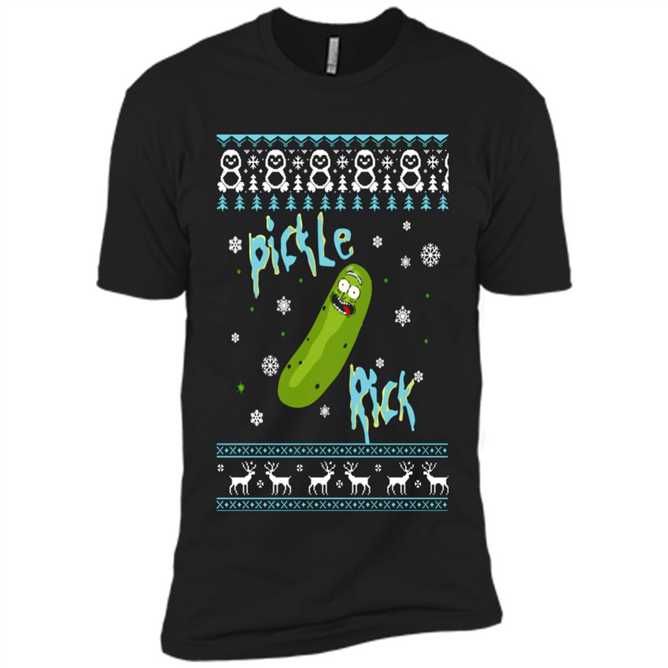 Rick and Morty Pickle Rick Ugly Christmas Sweater - Premium Short Sleeve T-Shirt