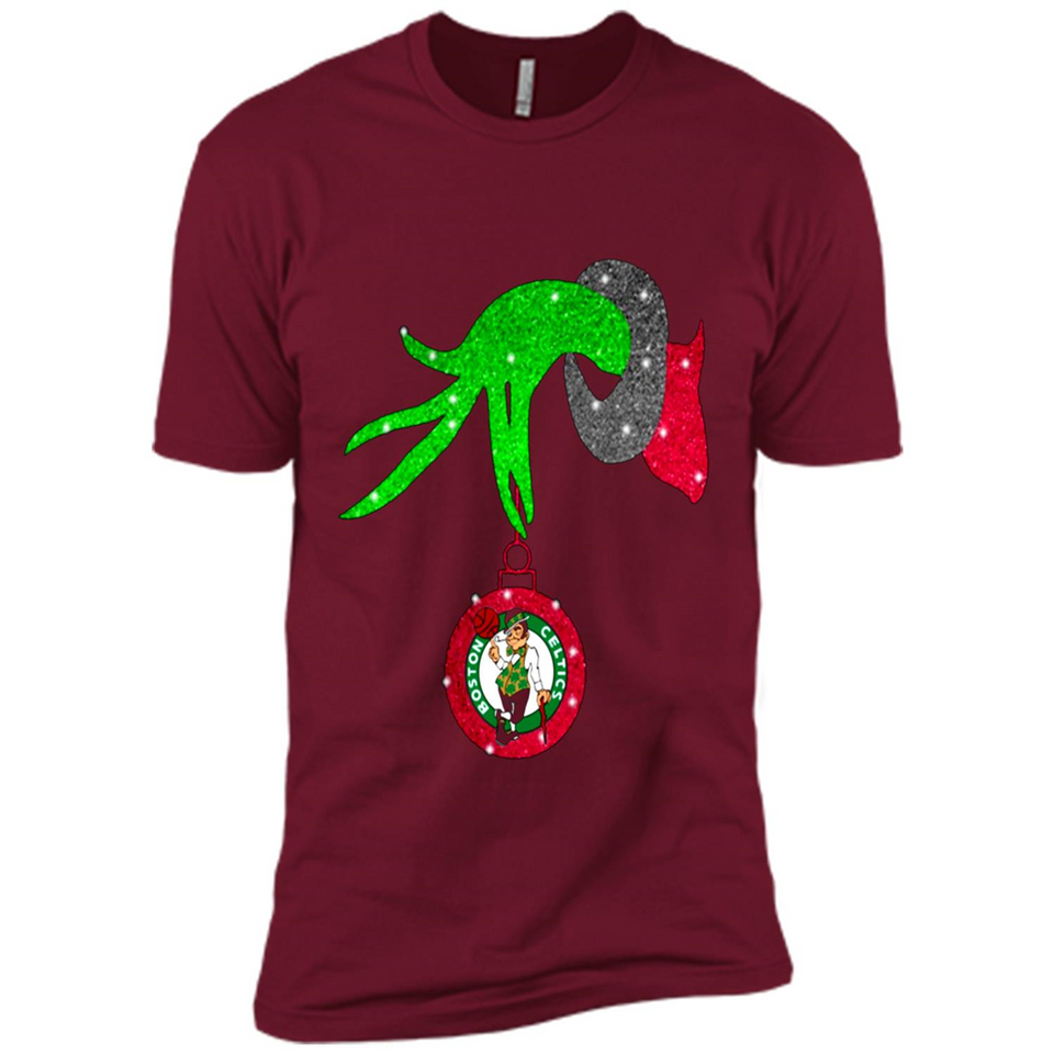 GRINCH HAND HOLDING BOSTON CELTICS NBA GLITTER CHRISTMAS PINGPONG