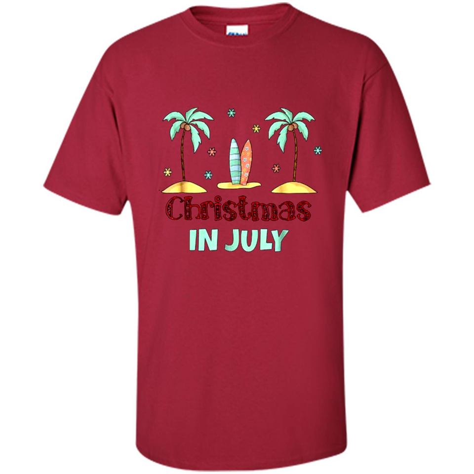 Christmas In July Shirt Surfing Palm Trees Surfboard - Shirt