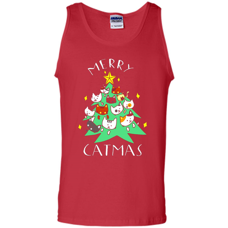 Merry Catmas Funny Cool Christmas Mug PINGPONG - Tank Top