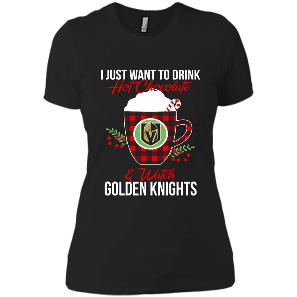 I Just Want To Drink Hot Chocolate & Watch Vegas Golden Knights Ugly Christmas Sweater PINGPONG