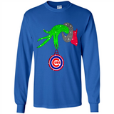 GRINCH HAND HOLDING CHICAGO CUBS GLITTER CHRISTMAS PINGPONG