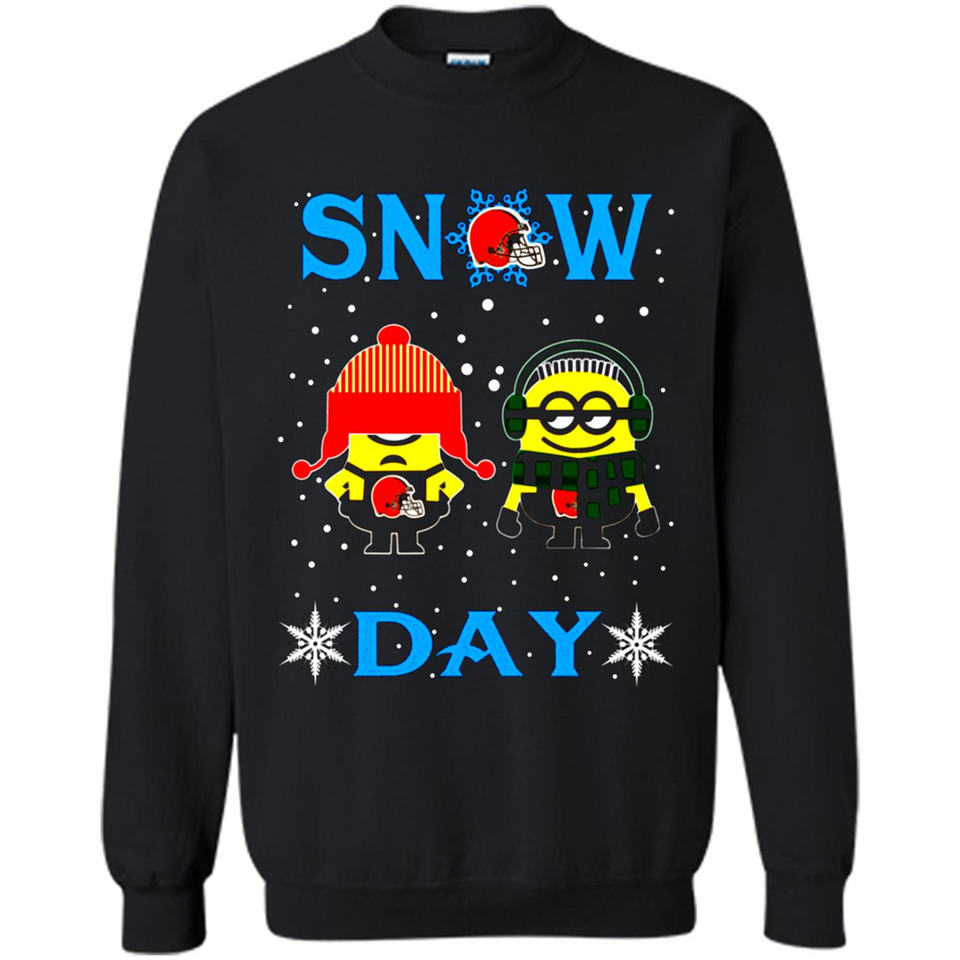 Snow Day Shirt For Cleveland Browns Vs Minion Fans pingpong