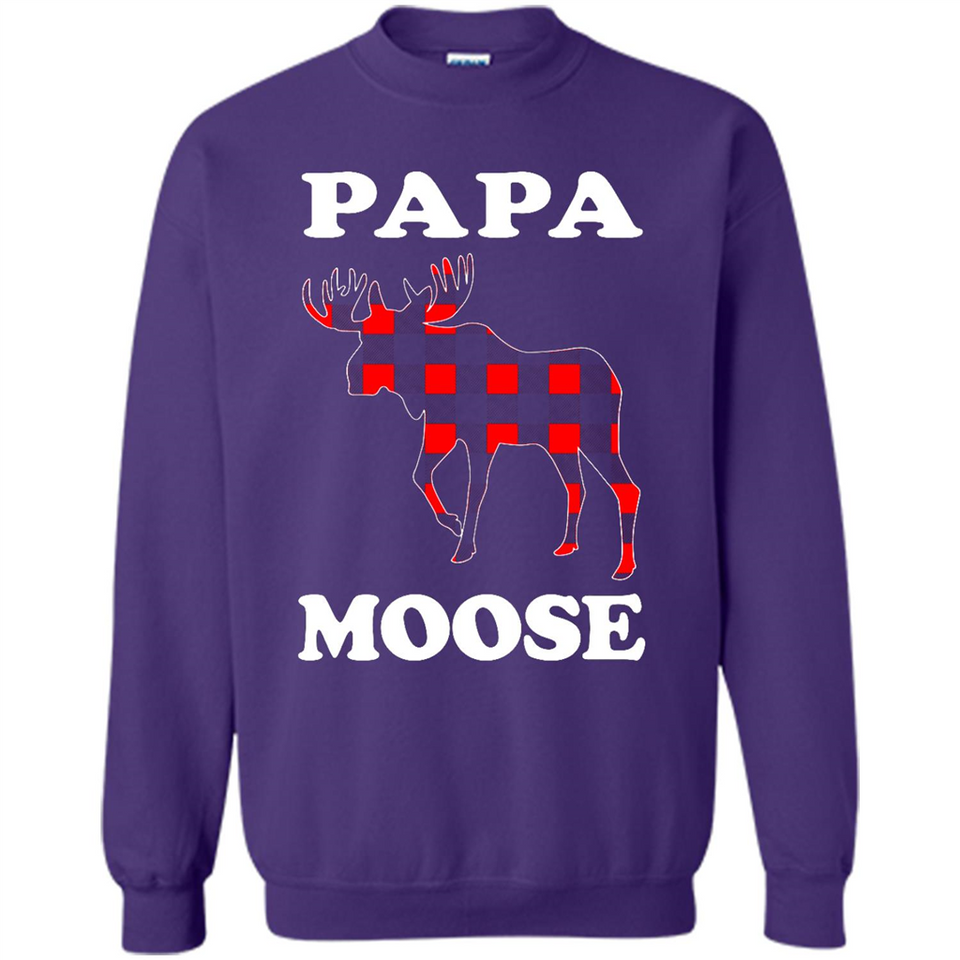 Papa Moose Funny Christmas Plaid Buffalo T-Shirt - Sweatshirt