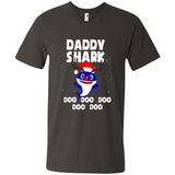 Daddy Shark Costume Reindeer Funny Christmas T-Shirt - Men's V-Neck