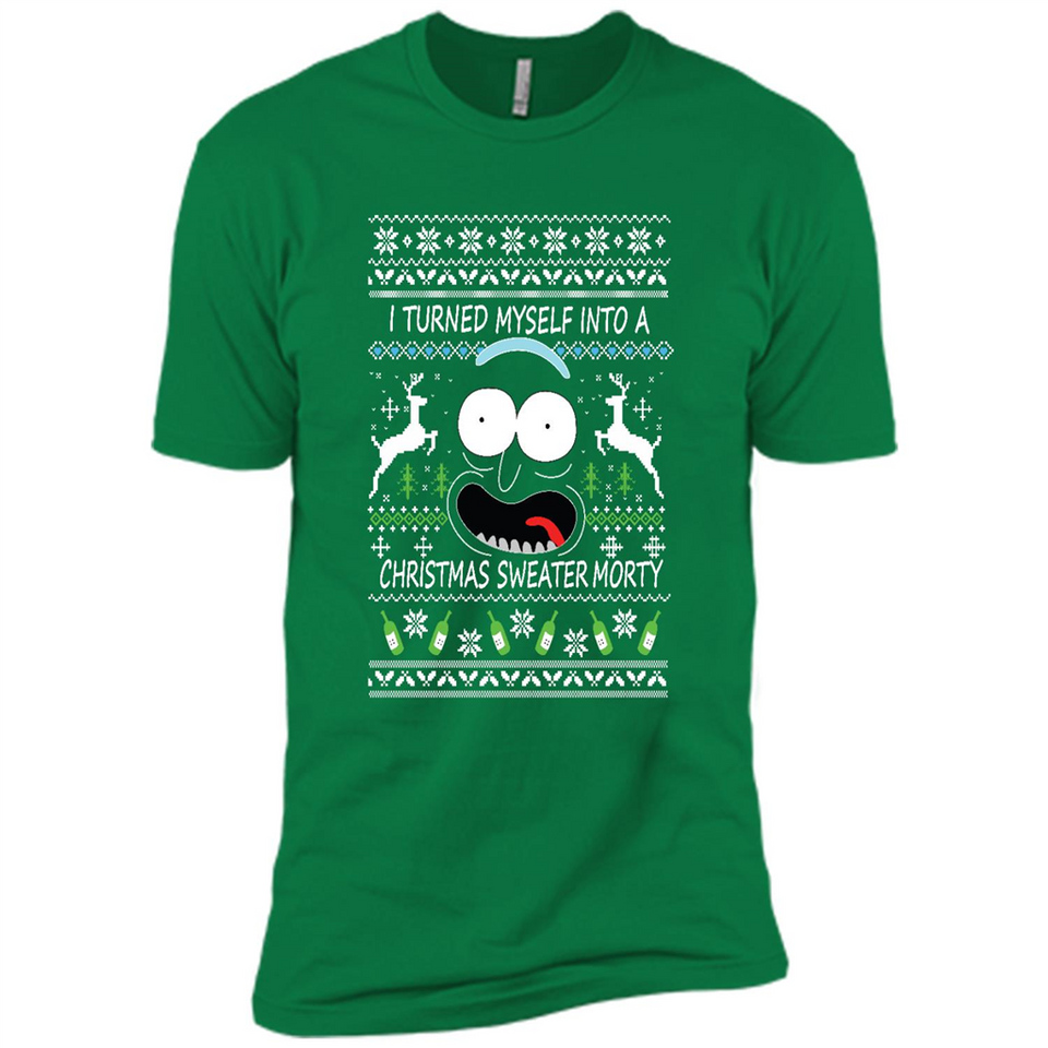 RICK AND MORTY-I TURNED MYSELF INTO A CHRISTMAS SWEATER MORTY UGLY XMAS SWEATER