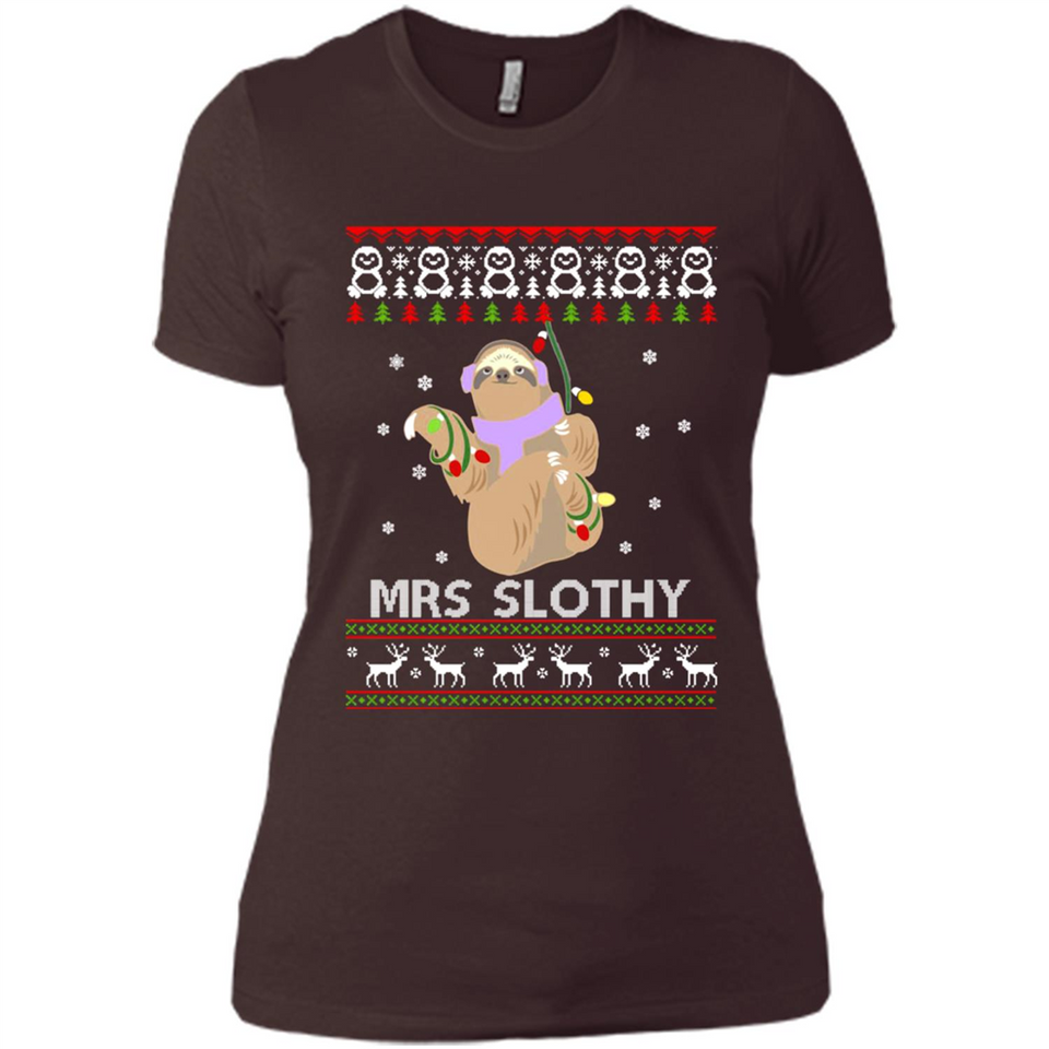 Mrs Slothy Christmas - Ladies' Boyfriend T-Shirt