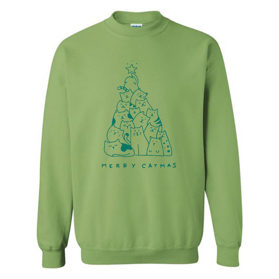 Merry Catmas Funny Cat Christmas Tree Sweatshirt - Sweatshirt