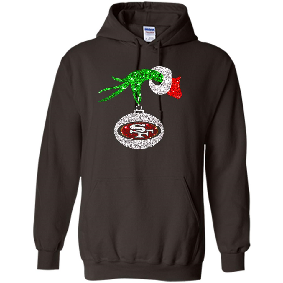 Amazing tee San Francisco 49ers Glitter Grinch Monogram Ornament Christmas Gift - Hoodie
