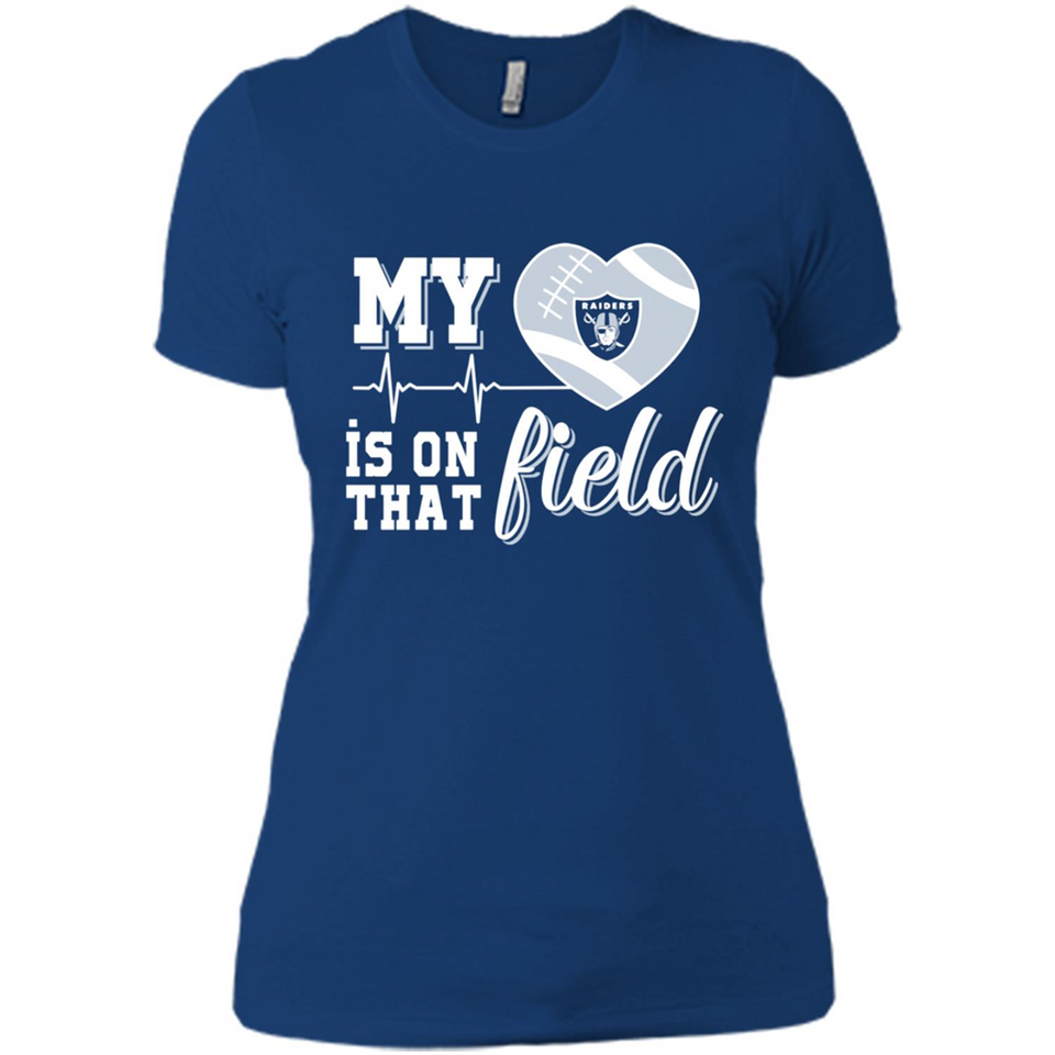 Oakland Raiders Football My Heart is on that Field - Ladies' Boyfriend T-Shirt