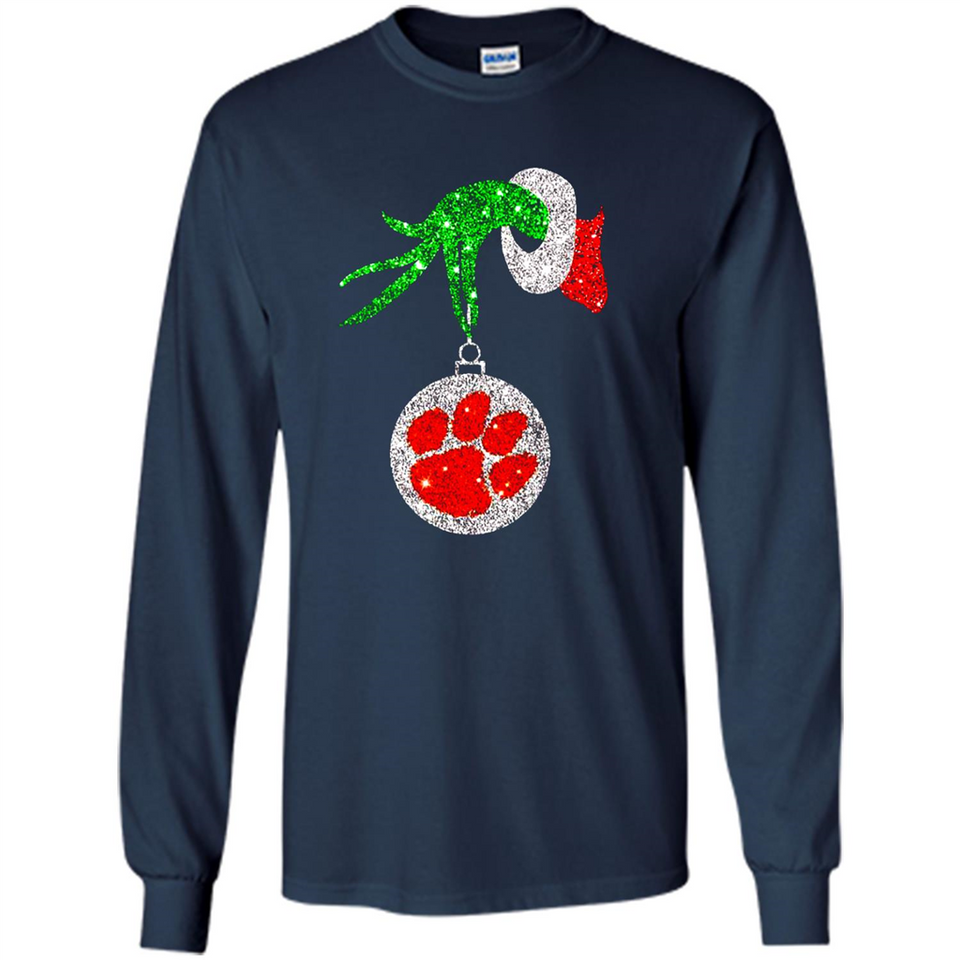Amazing tee Clemson Tigers Glitter Grinch Monogram Ornament Christmas Gift - Sao chép - Long Sleeve T-Shirt