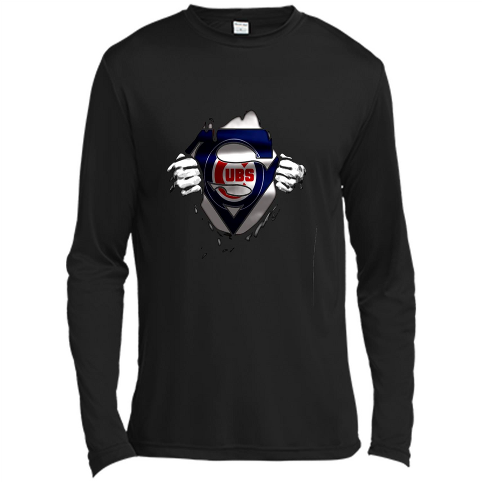 Chicago Cubs And Superman Fans - Canvas Long Sleeve T-Shirt