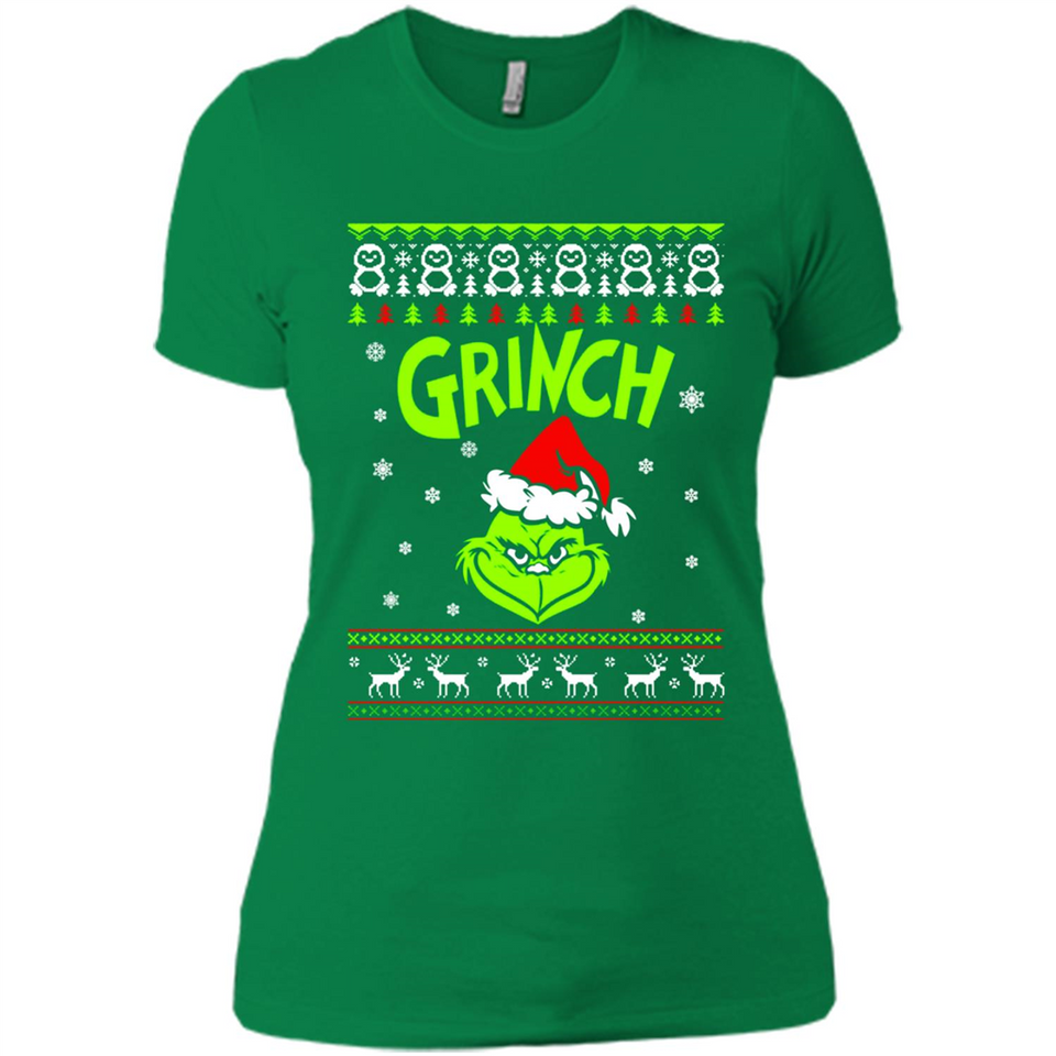 The Grinch Face Christmas - Ladies' Boyfriend T-Shirt