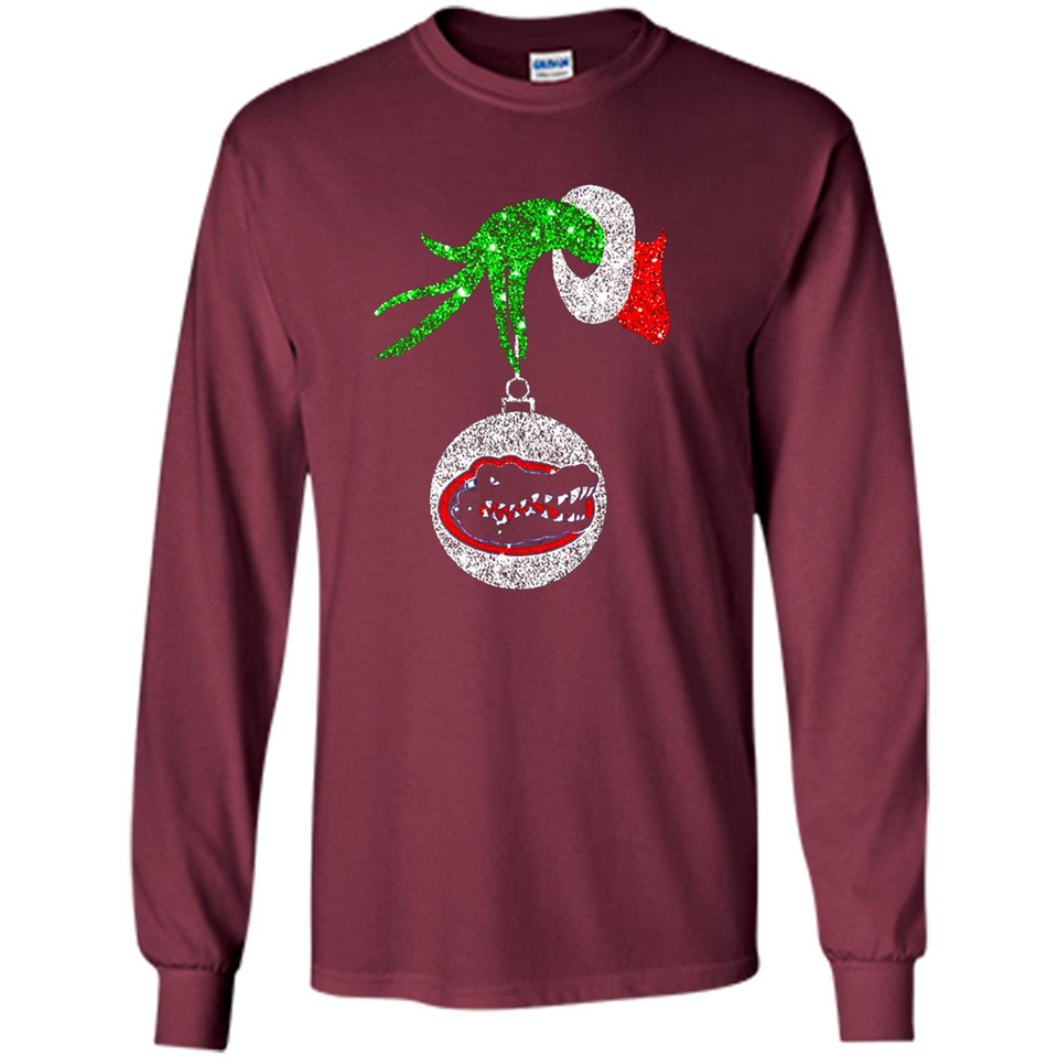 Funny Florida Gators Glitter Grinch Monogram Ornament Christmas Gift - Long Sleeve T-Shirt