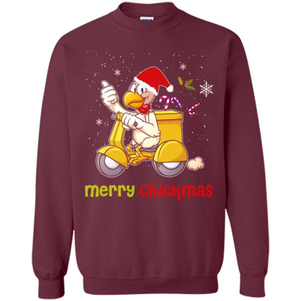 Funny Santa Christmas Chicken Shirt - Merry Chickmas - Sweatshirt
