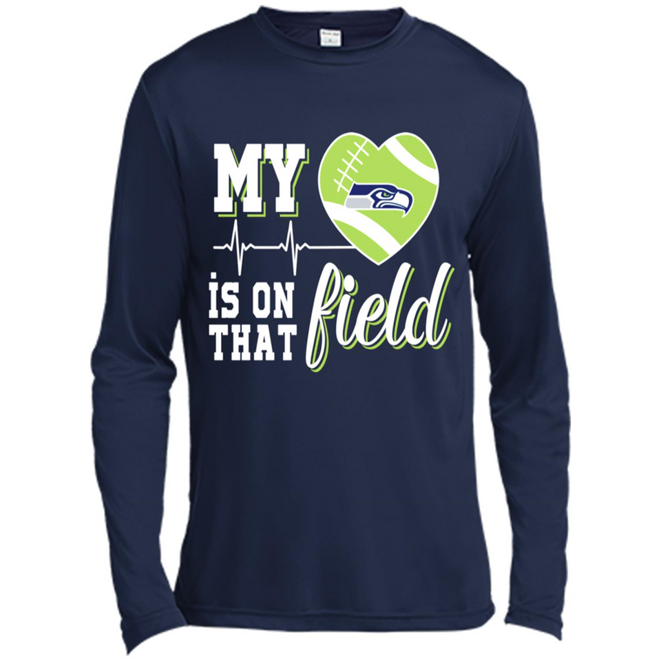 Seattle Seahawks Football My Heart is on that Field - Canvas Long Sleeve T-Shirt